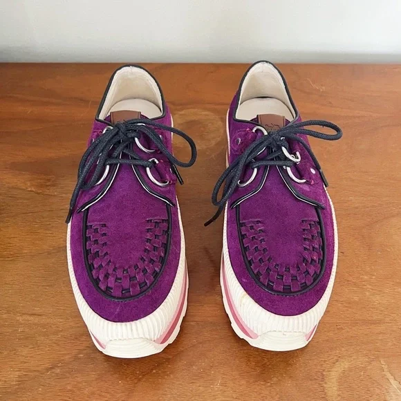 COACH • Platform Sneaker creeper chunky purple suede leather lug sole grunge - Picture 4 of 13